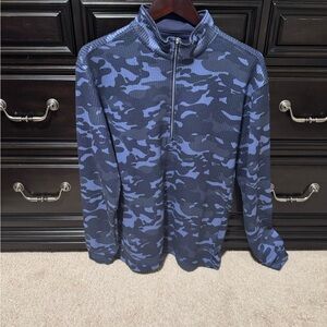 Men's Navy Camo Zip-Up Sweater